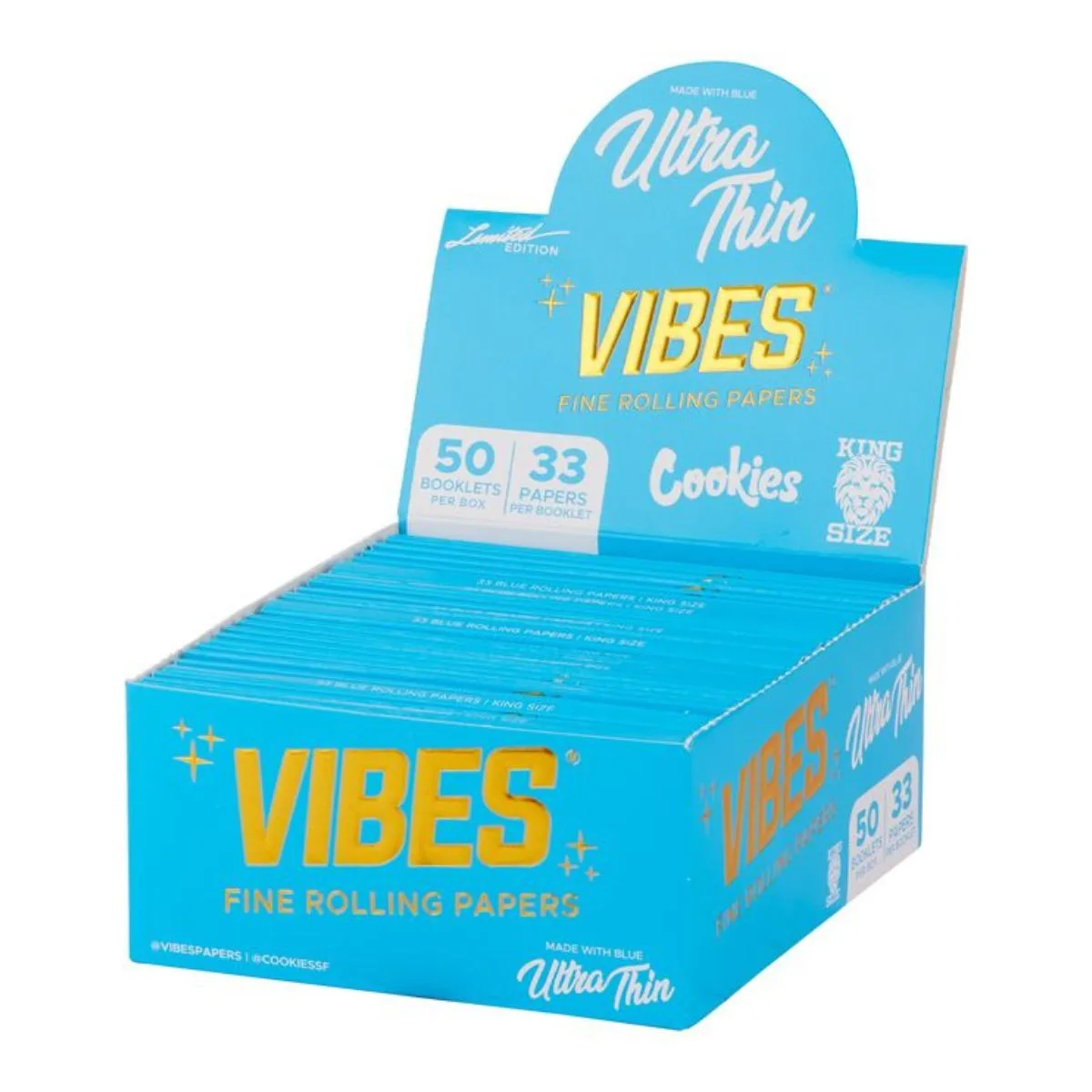 VIBES x COOKIES Papel de Fumar King Size Slim Ultrafino (50 uds/expositor)