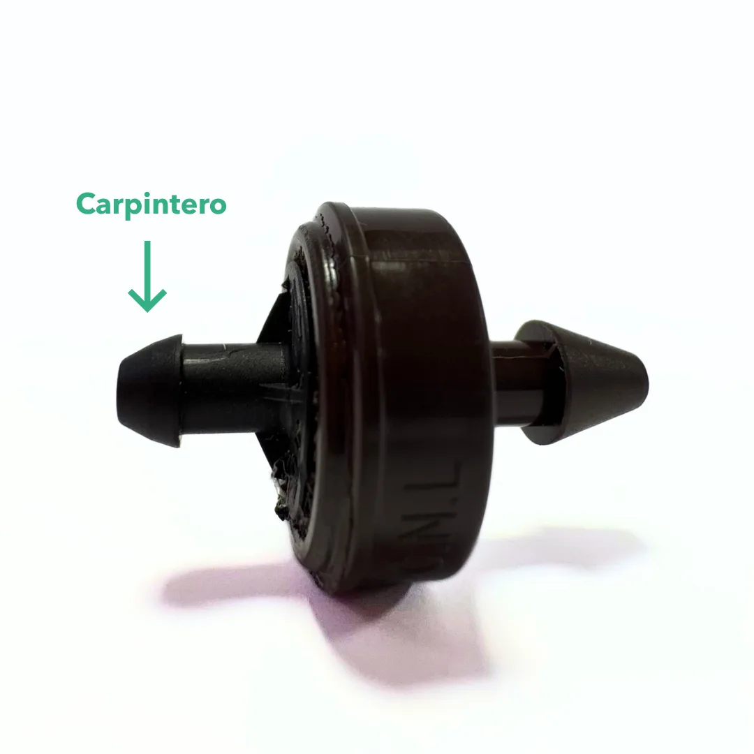 Gotero autocompensante y antidrenante 1,2 l/h salida carpintero (marrón) - Varios