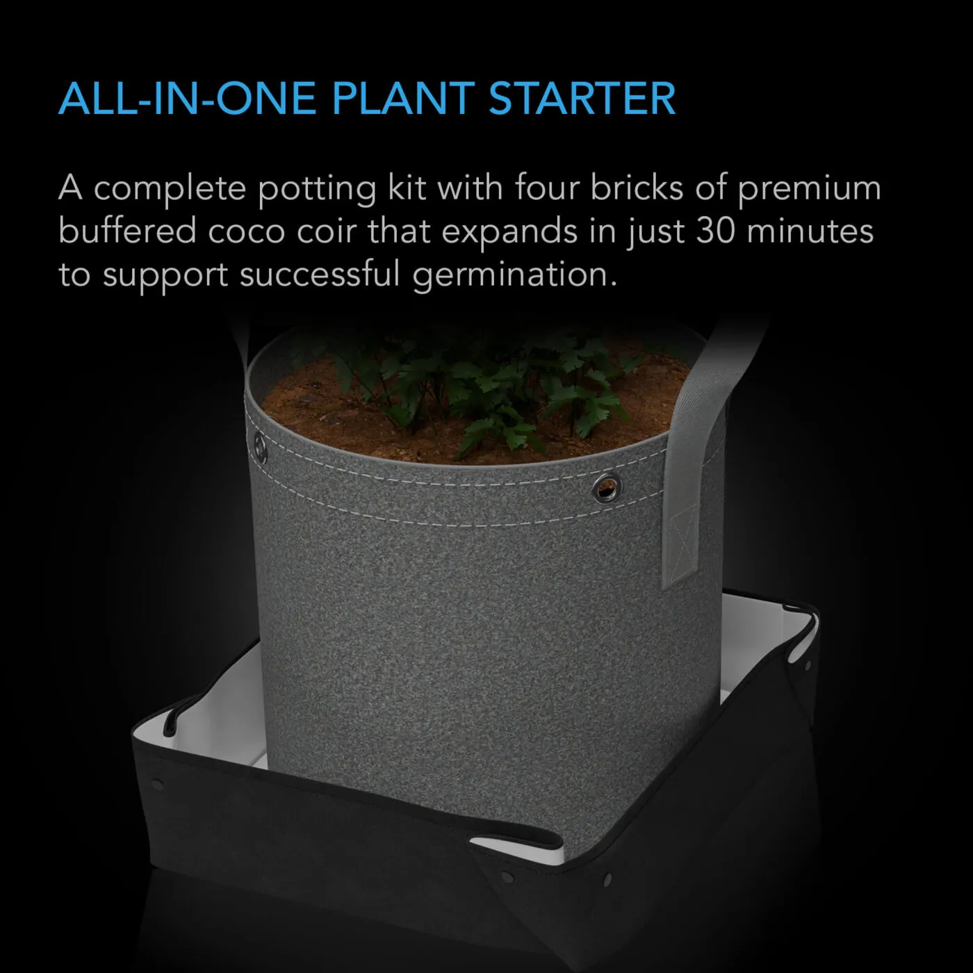 Kit de sustrato de coco con macetas textiles – set para 2 plantas