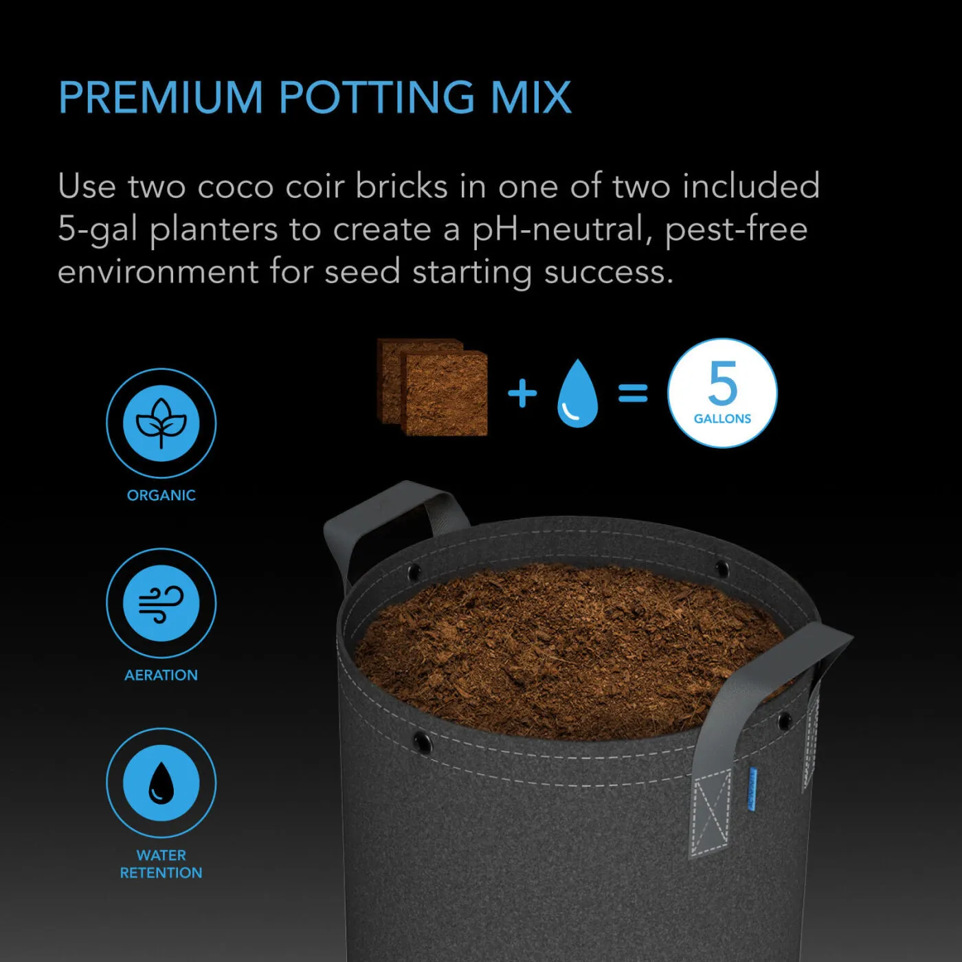 Kit de sustrato de coco con macetas textiles – set para 2 plantas