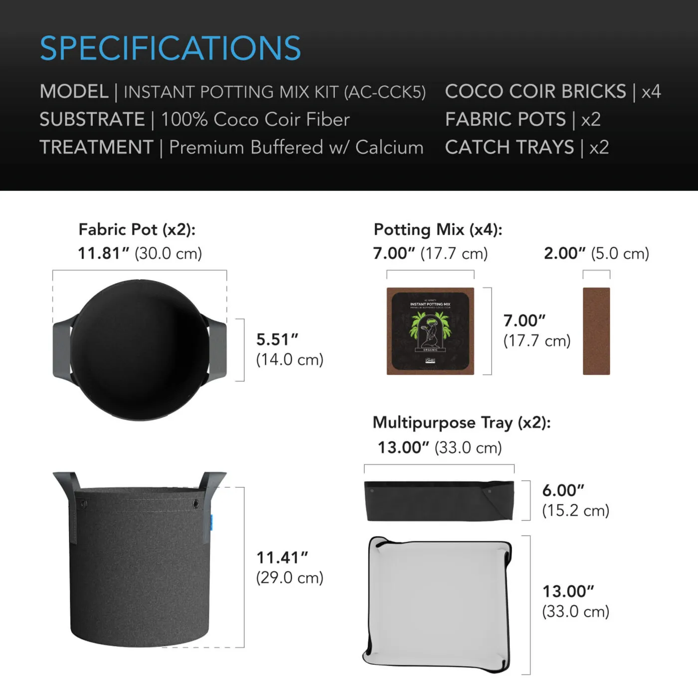Kit de sustrato de coco con macetas textiles – set para 2 plantas