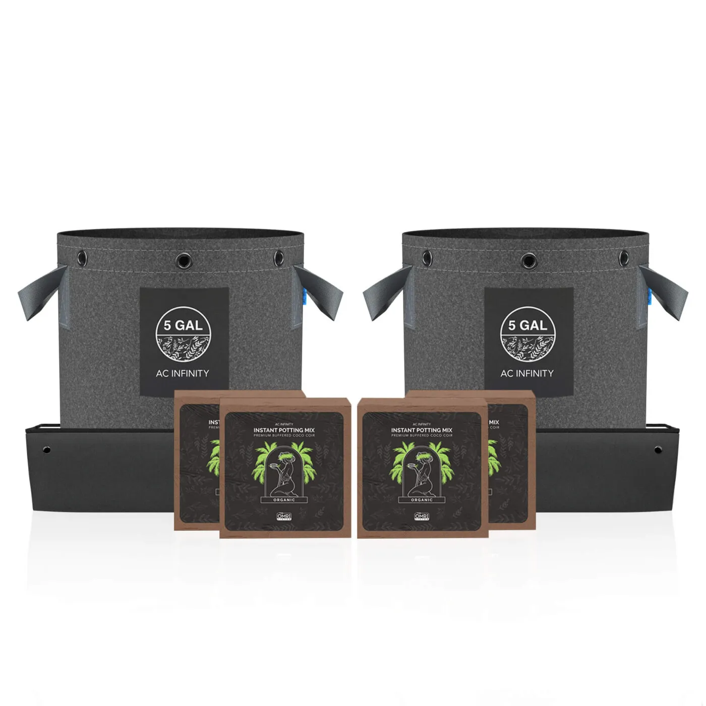 Kit de sustrato de coco con macetas textiles – set para 2 plantas