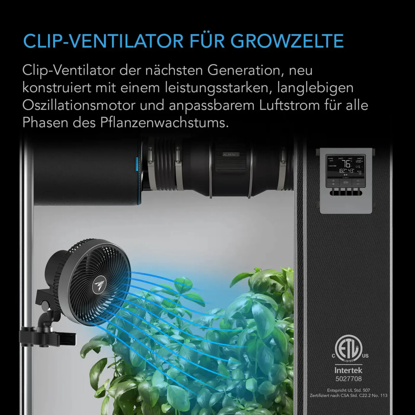 CLOUDRAY A9 – Ventilador de clip EC 225 mm