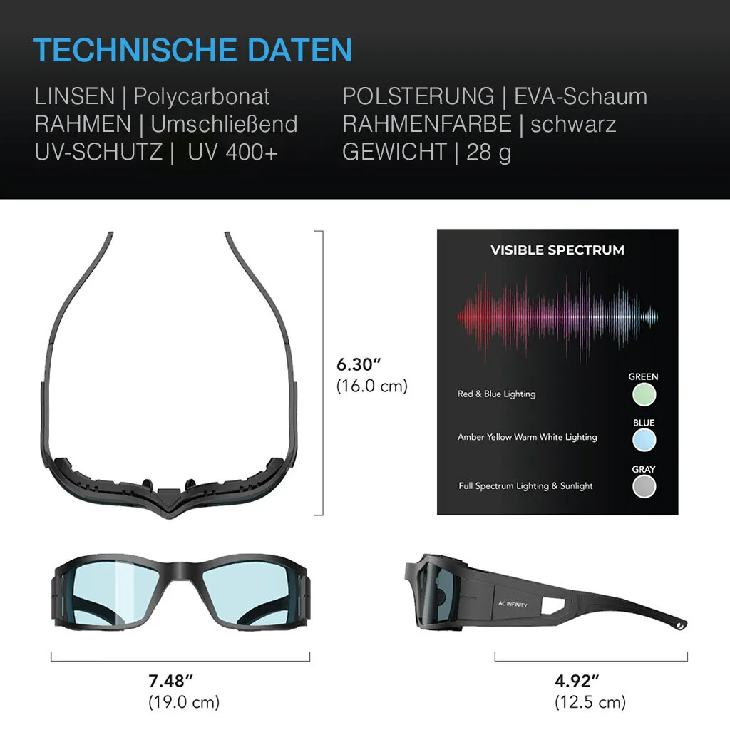 Gafas para cuarto de cultivo con 3 lentes de corrección de color