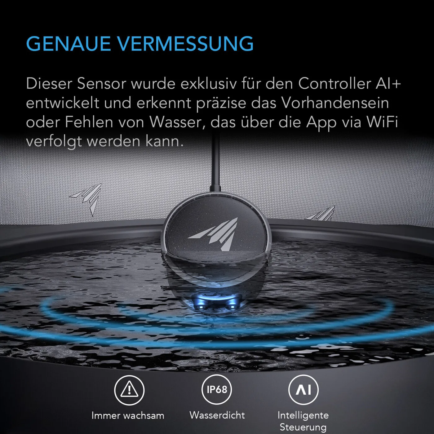 Sensor de agua con IA para detección de líquidos, IP68