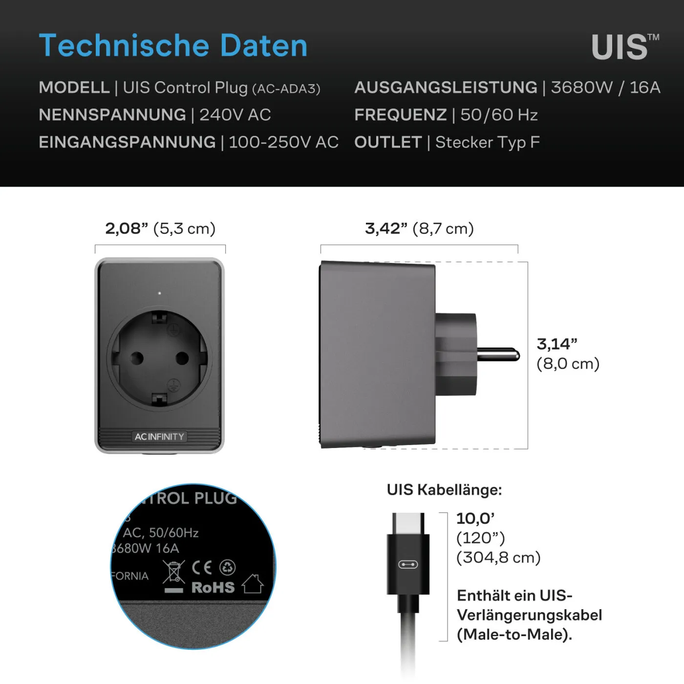 Enchufe de control UIS para dispositivos con toma de corriente