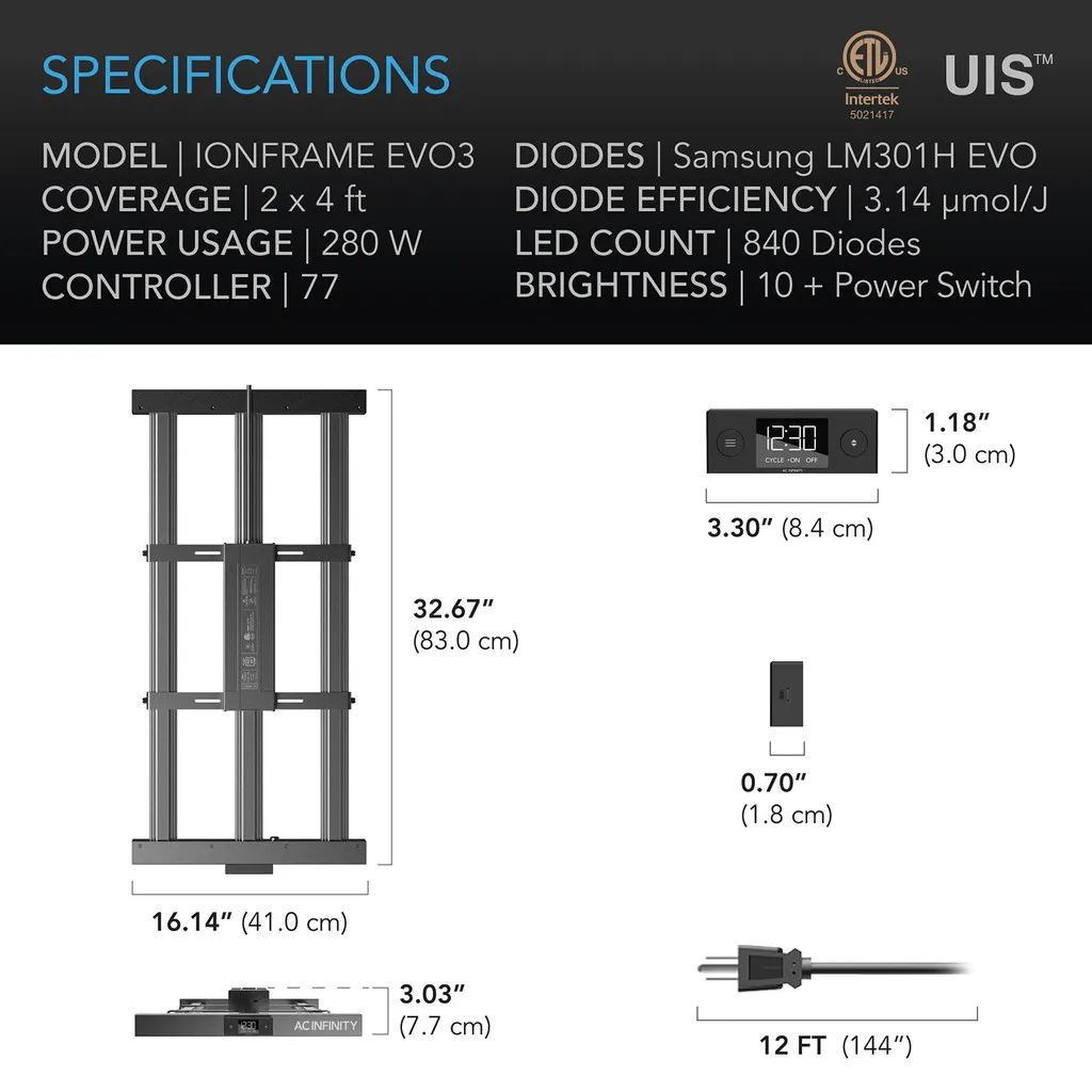 IONFRAME EVO3 – LED de cultivo de barra 280 W - Imagen 3